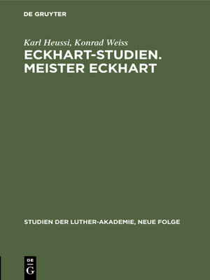 cover image of Eckhart-Studien. Meister Eckhart